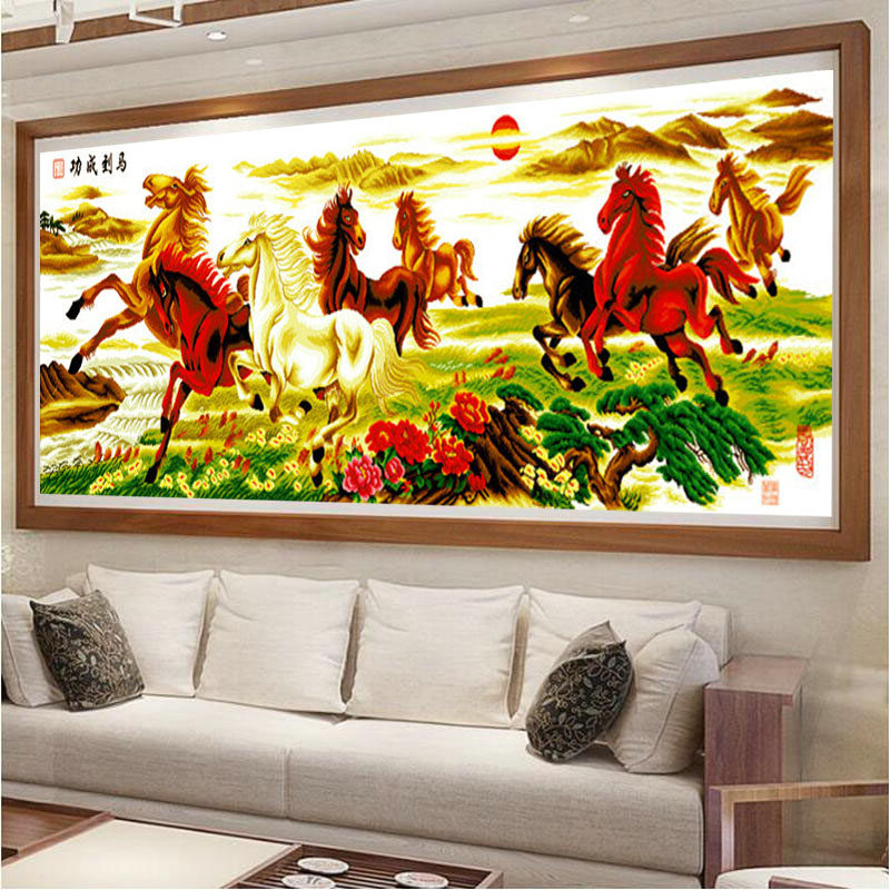 Cross embroidered 8 Jun Tuo 2 5 m Pentium Ma to successful precision printed new living room Dramatic Painting Full Embroidered Eight