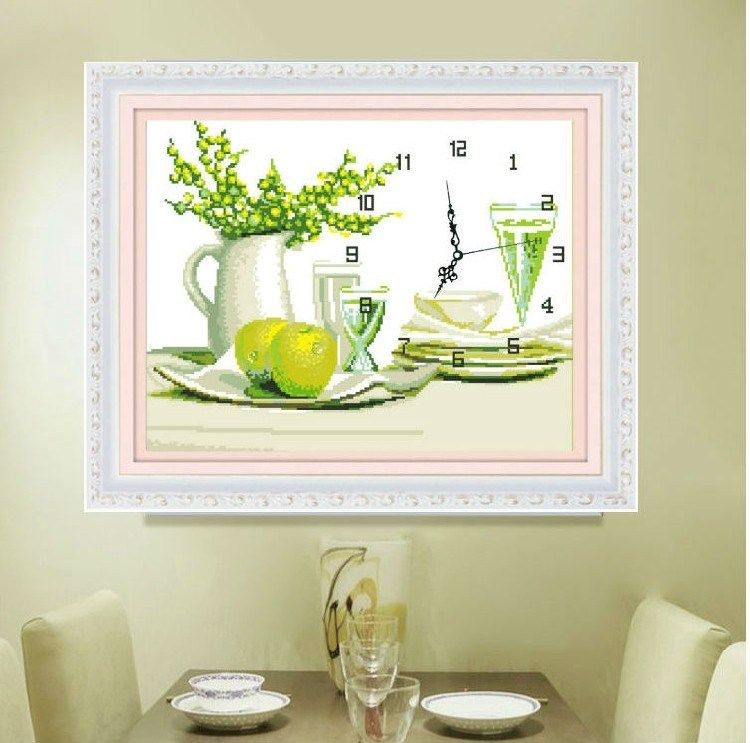 Cross embroidered 2022 new line embroidered clock self-embroidered and watch dining room Fruit diagram small beginners hand themselves embroidered