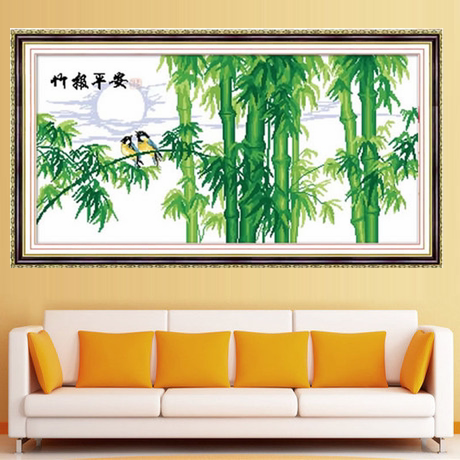 Bamboo Newspaper Safe Cross Stitch Bamboo New 2022 Family Living room Line embroidered room New products Embroidered with big picture cotton thread