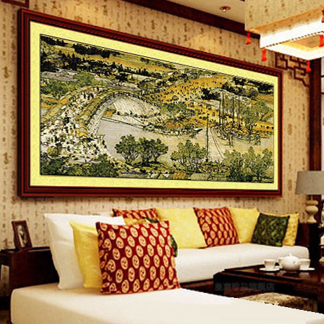 Qingming Shanghe Tu cross stitch full picture full embroidery large living room Chinese painting scenery 2022 new handmade embroidery