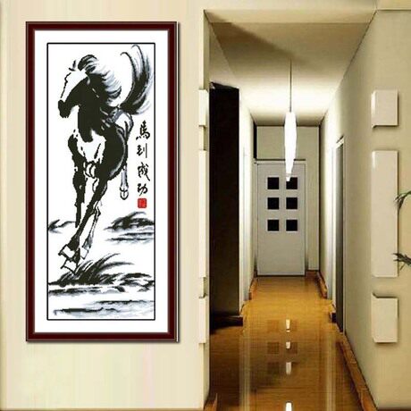 Living room Cross embroidered a horse room New line embroidered horse series horse to success 2022 Cotton thread simple and good embroidery