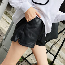 Pregnant women shorts autumn and winter New 2021 straight tube pregnant women casual leather shorts Korean version of split Joker belly pants winter