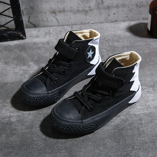 Высокая обувь для мальчиков, детские тканевые неоновые туфли на липучке, коллекция 2023, в корейском стиле