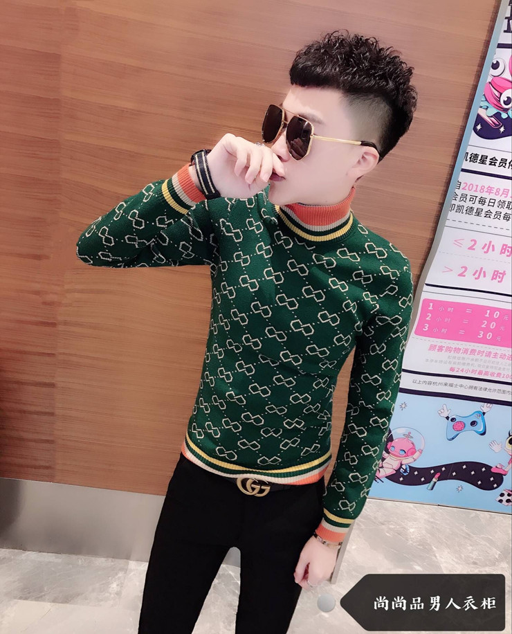 Anh chàng xã hội 2018 mùa đông mới áo len cao cổ nam Hàn Quốc Slim xu hướng áo len đáy áo nam đẹp