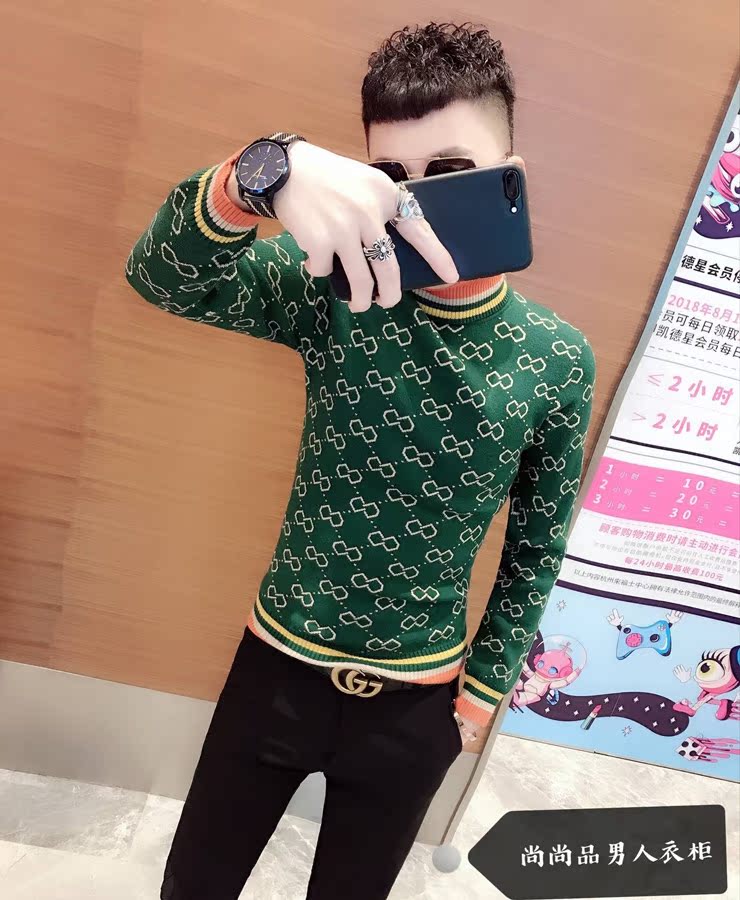 Anh chàng xã hội 2018 mùa đông mới áo len cao cổ nam Hàn Quốc Slim xu hướng áo len đáy áo nam đẹp