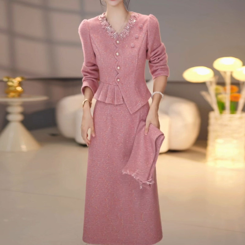 Dress 2026 New Style Women's Autumn and Winter Popular High-End Mother-Of-The-Bride Wedding Banquet Outfit with Coat