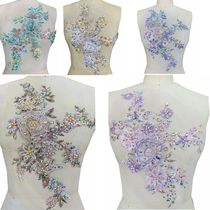 Heavy work sewing multi-color bright drilling solid flower lace silk screen yarn applixewear accessories luxury decorative patches