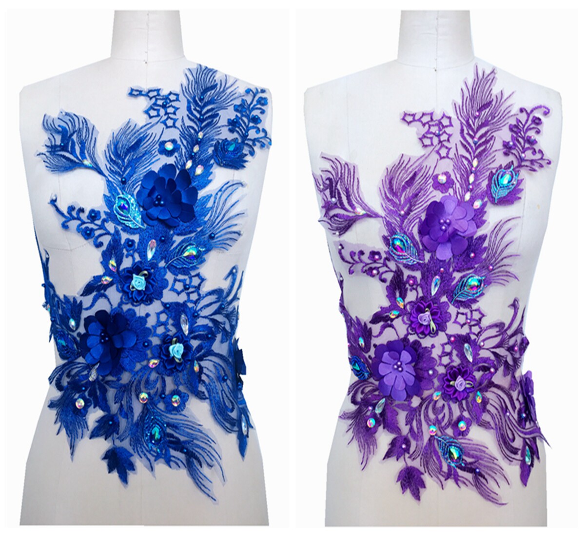 New feather purple lace hot drill applique 3D three-dimensional flower dress dance dress applique accessories