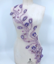 20#重工钉珠亮片花片 Multi-color solid lace with flower Fengtailed water drill with flower clothing accessories