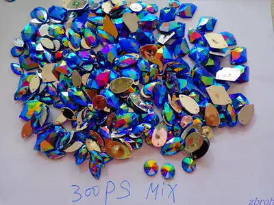 300 dark blue mixed shape flat bottom 2 hole hand stitched rhinestone crystal clothing wedding accessories