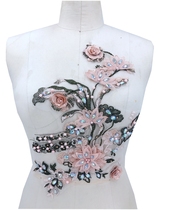 Color embroidered appliques Flowers Nails Pearl Water Drill Lace 40x25 cm Costume Patches PLAY OUT GOWN DIY ACCESSORIES