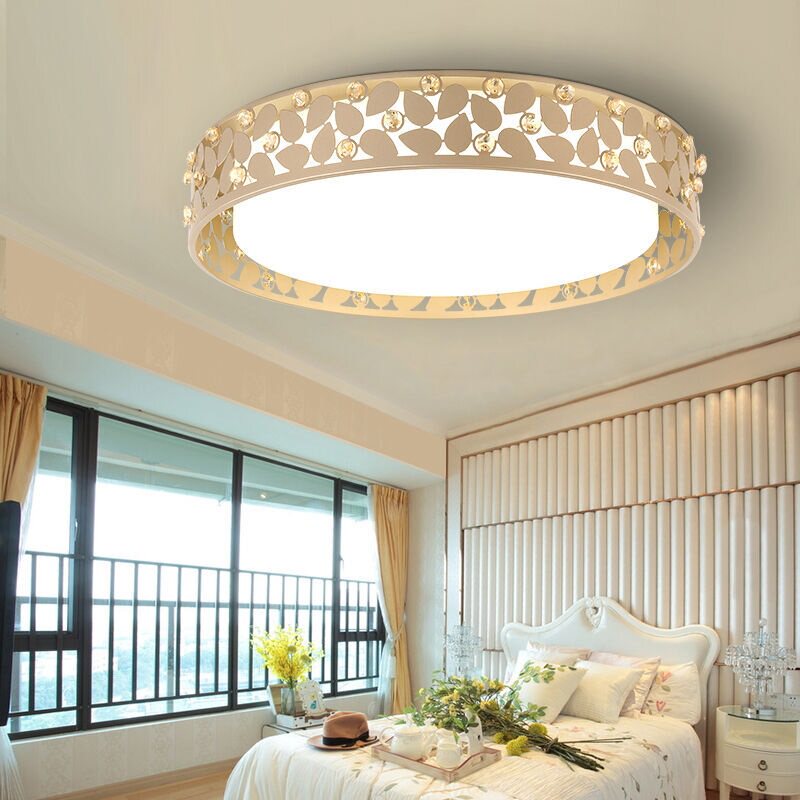 LED ceiling light round bedroom light three-color light luxury gold simple atmosphere warm and romantic home