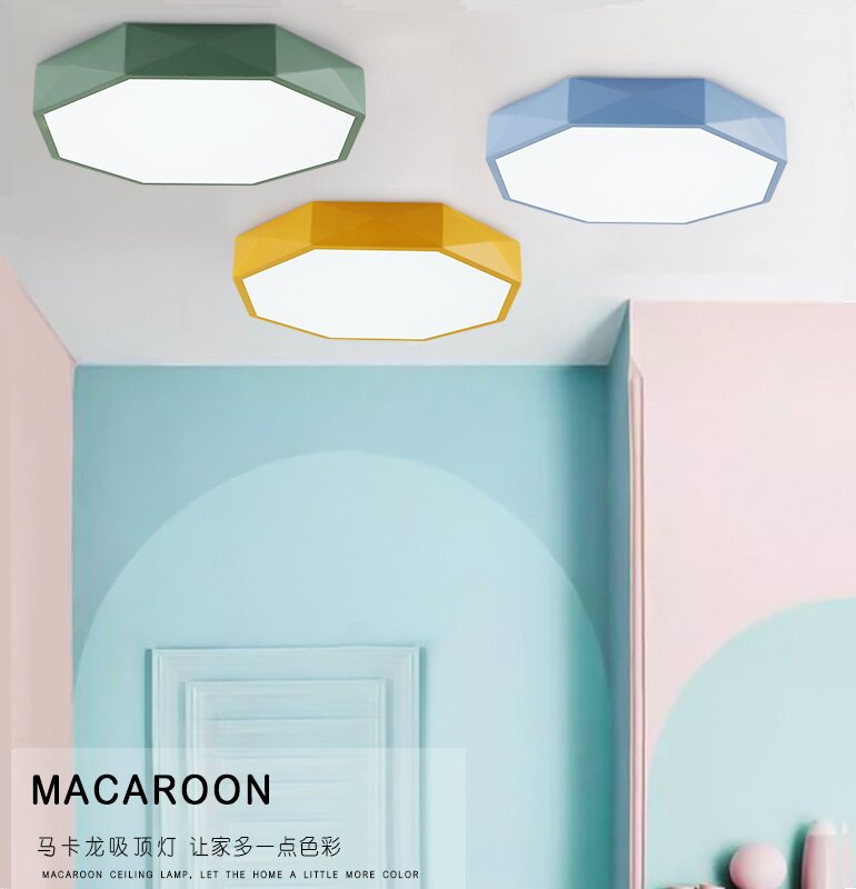 Nordic macaron ceiling lamp color geometric LED bedroom lamp creative children's room lamp personality restaurant study lamp