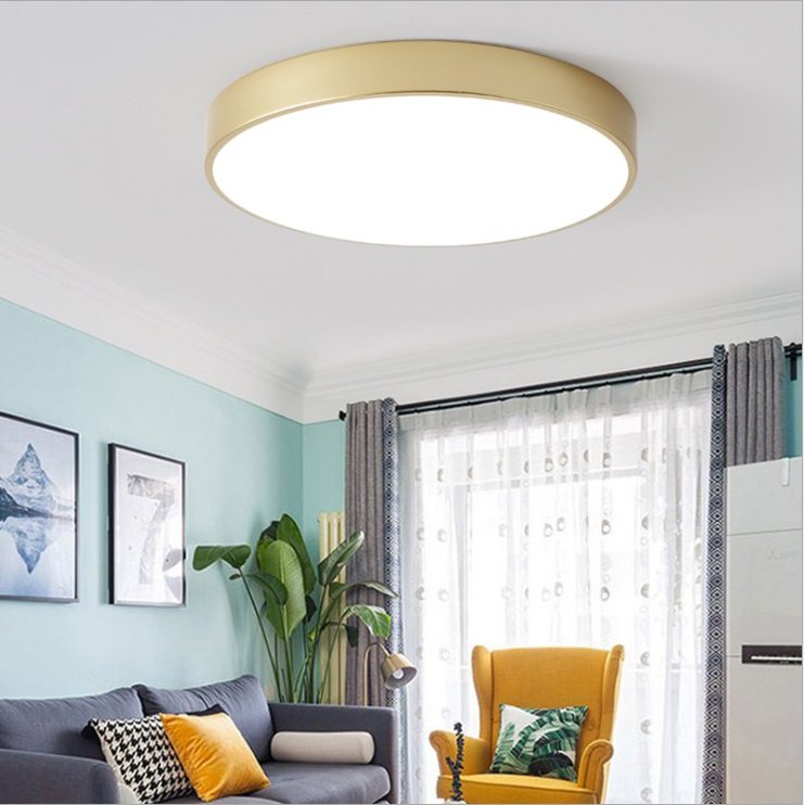 Round LED ceiling light modern minimalist master bedroom light remote control golden light luxury study dining room balcony walkway light