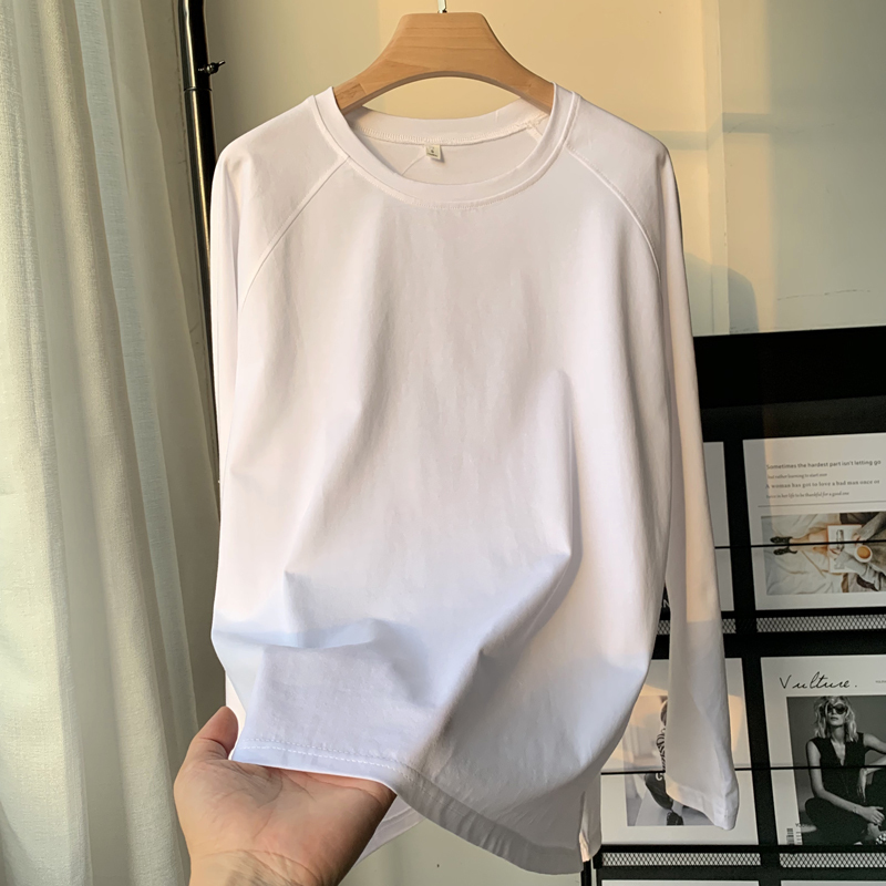 Raglan Sleeve T-Shirt for Women, New Spring and Autumn Style, Loose Fit, Slimming Effect, Round Neck, Long Sleeve, Simple Cotton Top