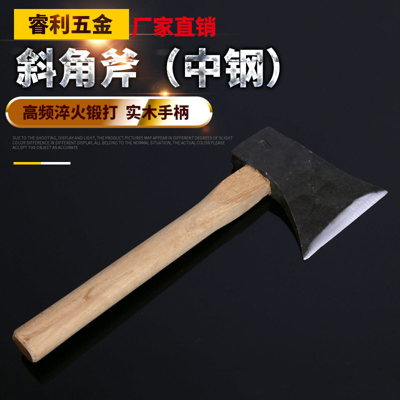 Forging open mountain axe chopping wood chopping bone rail steel angle axe wooden handle mostly with axe woodworking special single-edged axe
