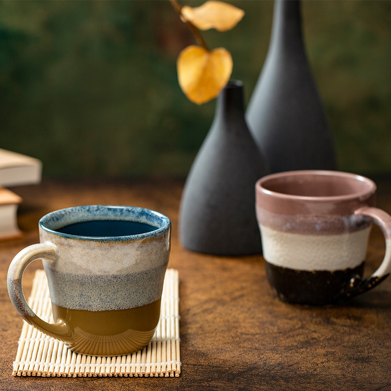 Mino-Yaki Aito Ceramic Cup and Saucer Set ins Rustic Ceramic Mug Coffee Cup Milk Cup