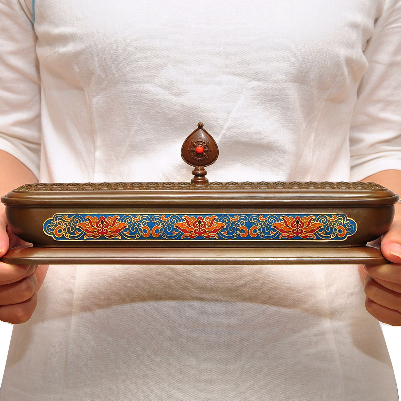 Enamel Color Full Copper Sleeper Furnace Buddha Utensils Tibetan Incense Sinks Sandalwood Indoor home temples dedicated to incense furnaces Buddhist supplies