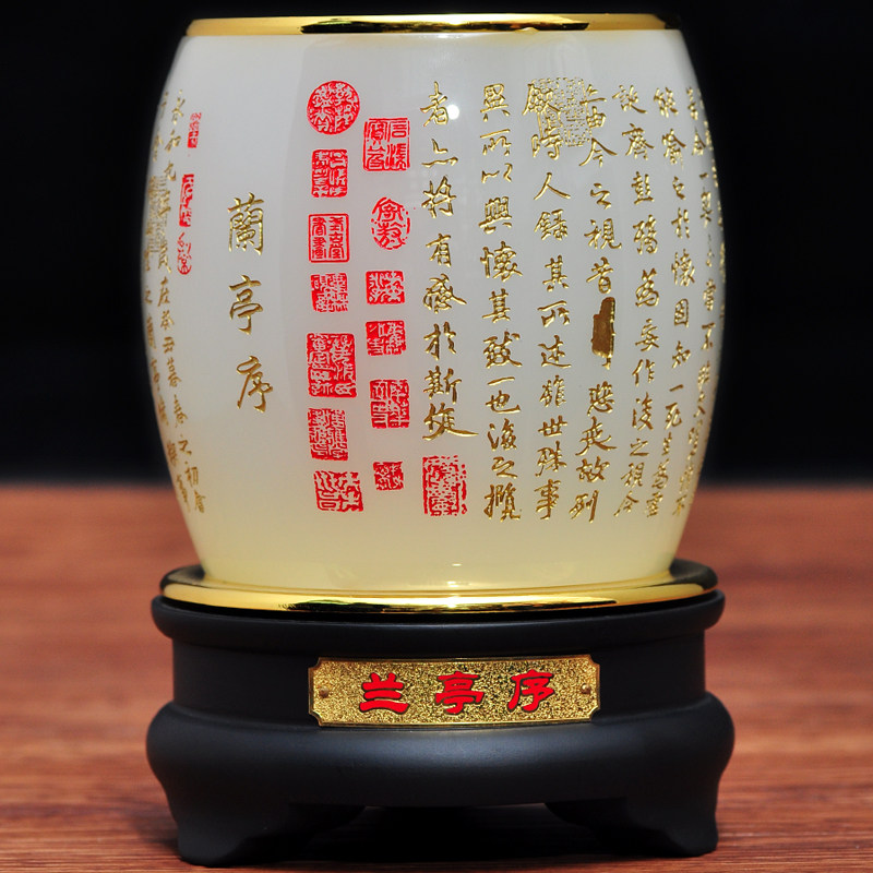 Glass jade pen holder decoration boss office practical study table storage business gift teacher's day gift