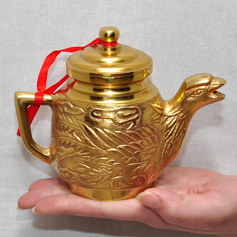 Brass imitated ancient retro to the god Wine Jug Temple Indoor for tea Water supply teapot Buddha Furniture Craft Gift Pendulum