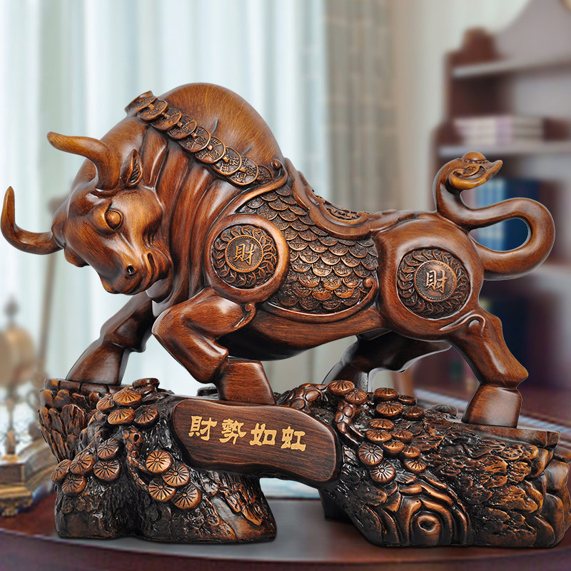 Wealth is like a rainbow ox decoration lucky ox Fengshui ox home wine cabinet decoration living room study office crafts