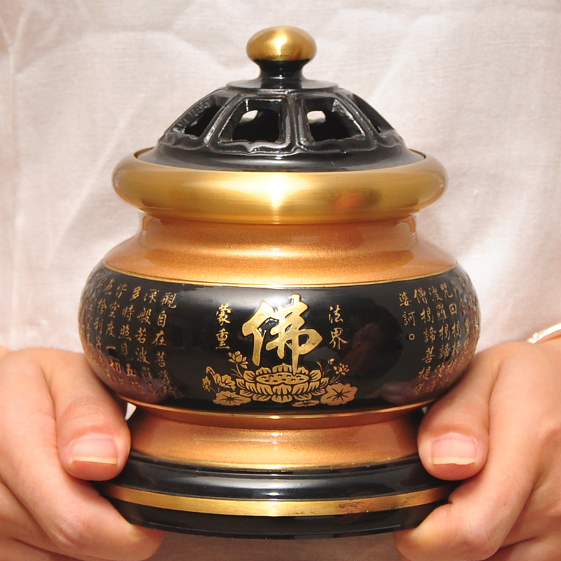 Round-edge hearts via sandalwood stove All-copper Buddha hearts via incense stove incense stove for Buddhist gods Home Indoor Crystallized Incense Stove