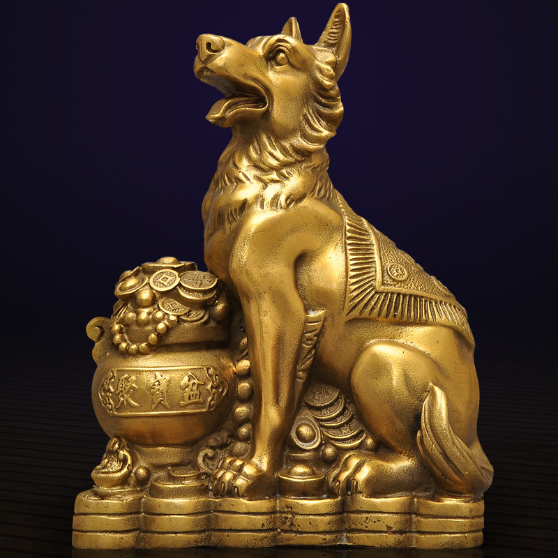 Brass Dog Pendulum piece XII Zodiac Dog Merchants Feng Shui Home Decoration Craft Gift Hem Accessories pooch Bronze Business Gift Furnishing