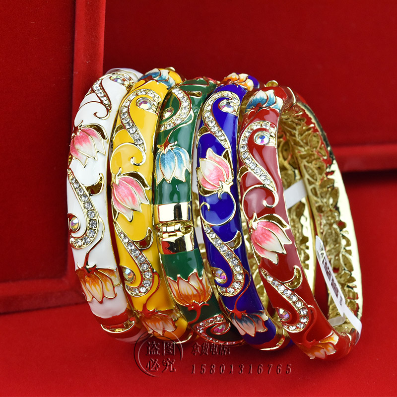 Old Beijing Featured Cloisonne Bracelet Double Hollow Opening Wangfujing Forbidden City Great Wall Tourism Commemorative Gift