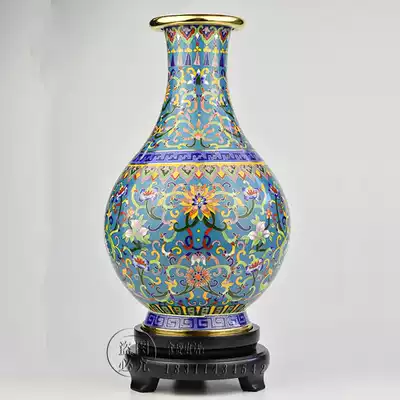 Beijing Forbidden City cloisonne vase 12 inch Jiqing pure handicraft bronze tire enamel ancient frame ornaments birthday gifts
