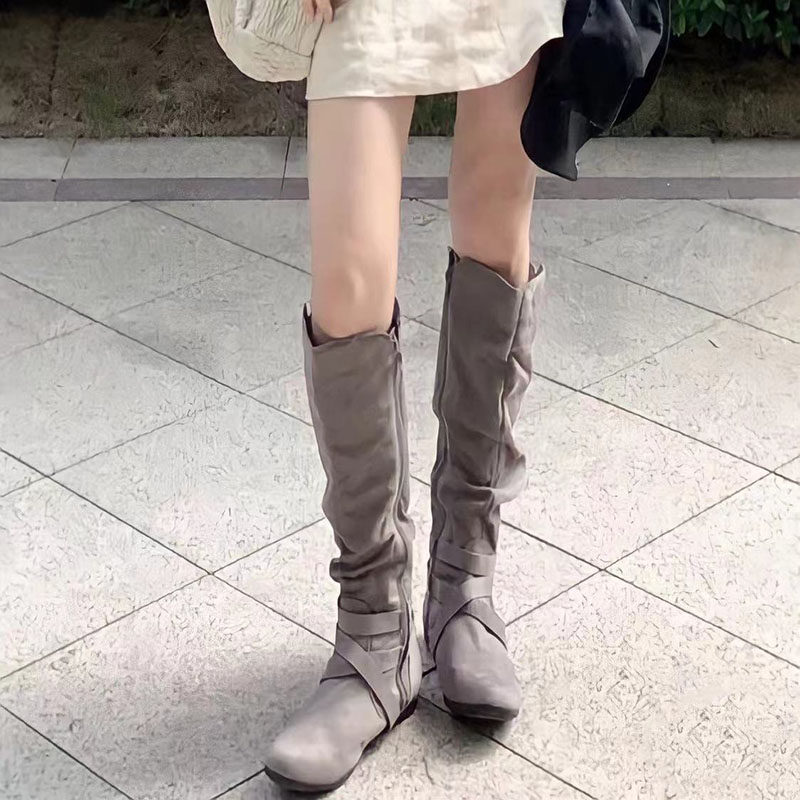 The new style round head with high boots side zipper side zipper casual retro fashion boots 2021
