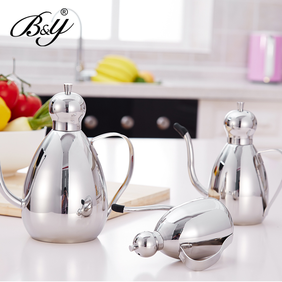 BY304 stainless steel oil pot anti-leak controllable oil bottle sauce bottle kitchen Vinegar Bottle Sauce Bottle Big kitchen Supplies