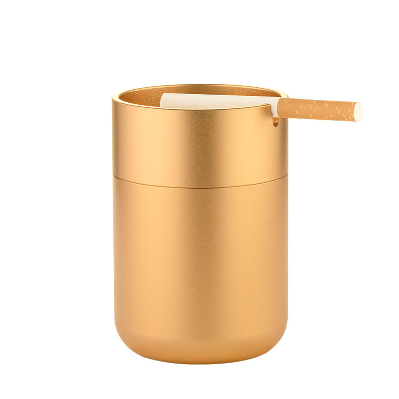 Fashion creative personality aluminum ashtray car ashtray metal with lid car multi-function car cigarette cylinder