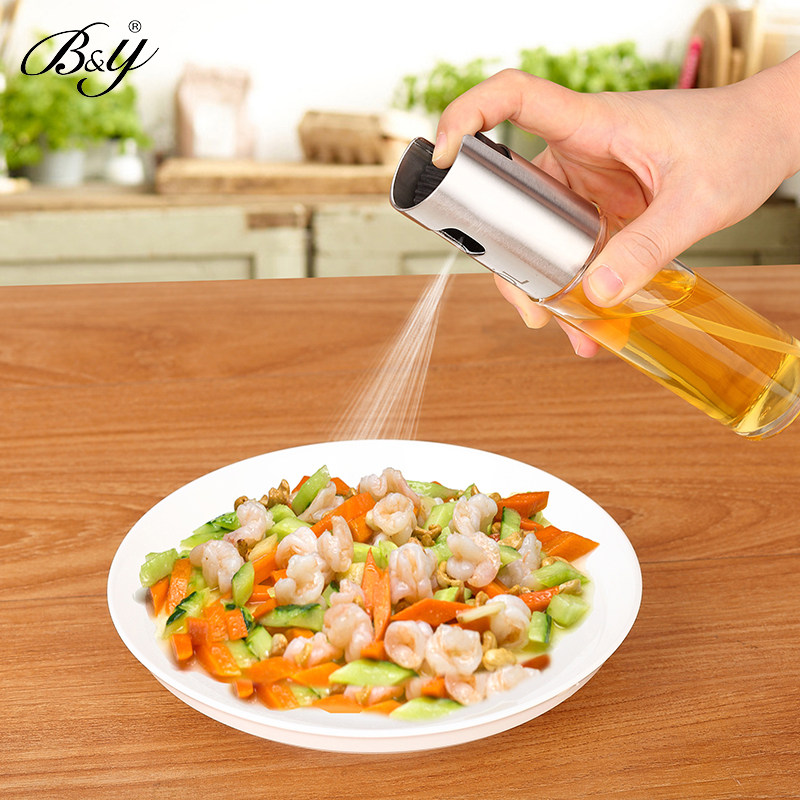 By 304 STAINLESS STEEL OIL SPRAY BOTTLE GLASS OIL SPRAY BOTTLE BARBECUE SAUCE VINEGAR SPRAY JUG KITCHEN HOUSEHOLD OIL SPRAY POT