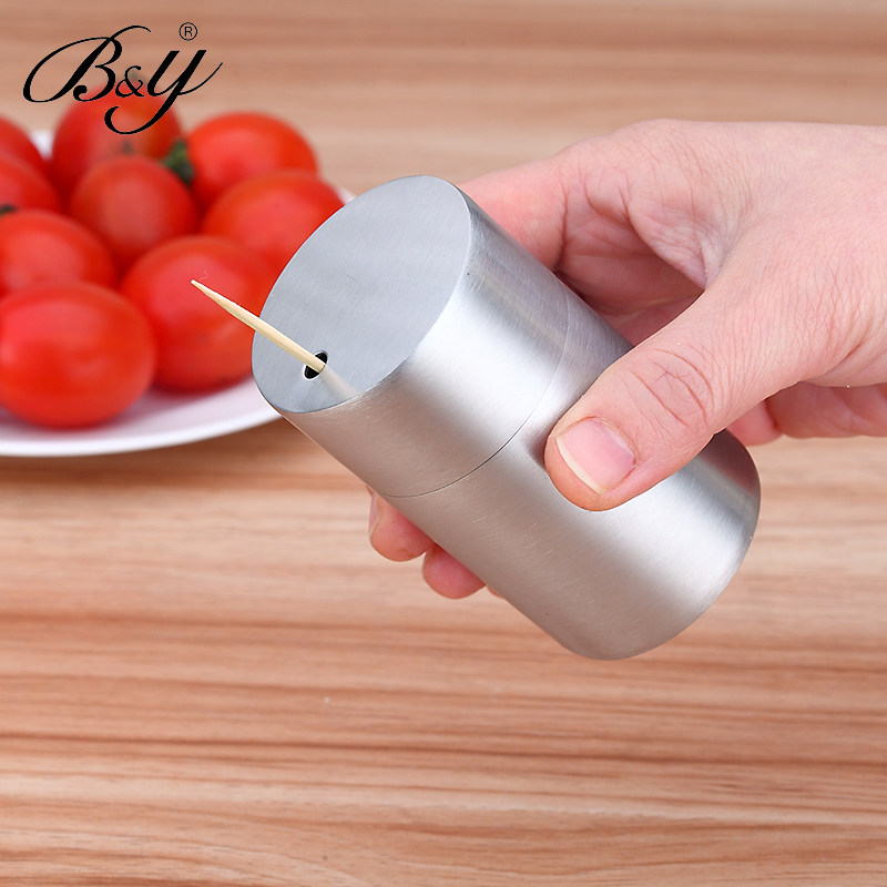 By304 Stainless Steel Portable Toothpick Holder Creative Twist Cap Home Toothpick Bucket European Household Supplies Toothpick Can