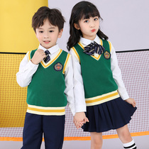 Kindergarten Garden Costume Yinglun Wind Spring Autumn Clothing Small School Uniforms Autumn winter Childrens class performance Vest Suit