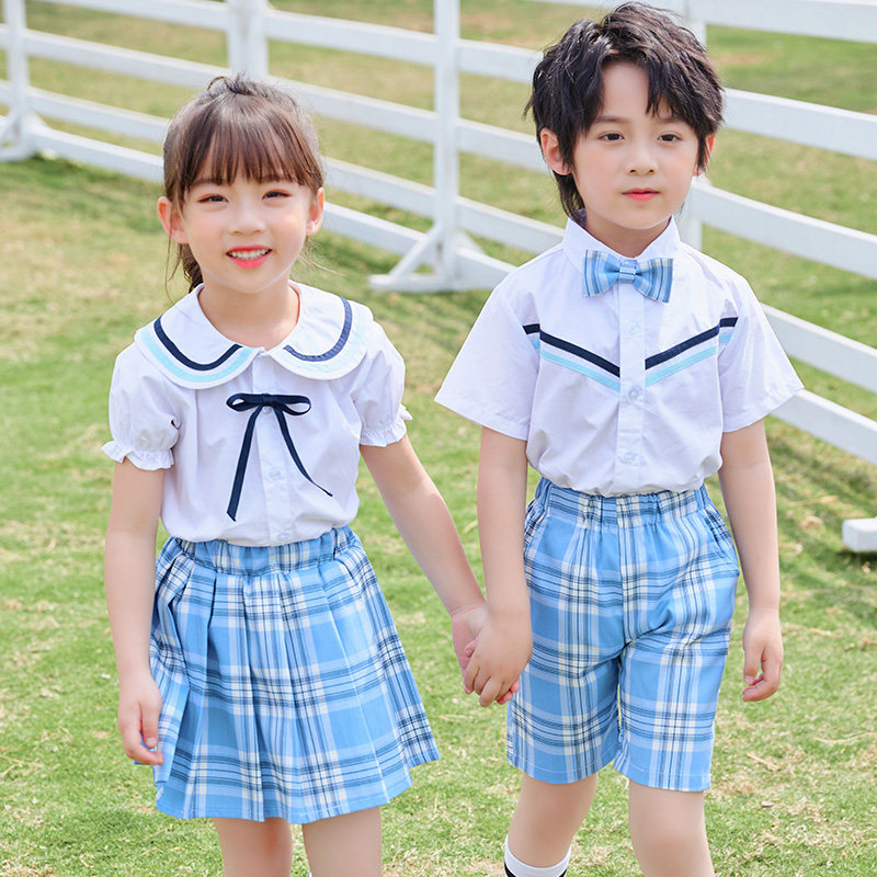 Kindergarten garden clothes summer clothes primary school students class clothes British college style children's graduation photo school uniform cotton short-sleeved suit