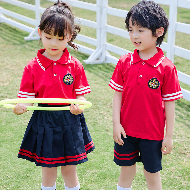 Kindergarten suit summer dress children UK Wind School Class Class Class Short sleeve cotton suit