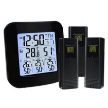 Household thermometer hygrometer color screen wireless weather station clock hygrometer with 3 wireless transmitters