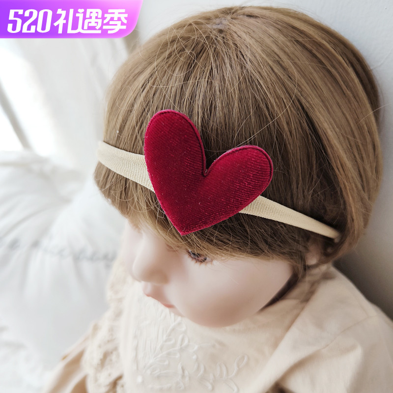 Baby head decoration hair with female baby cute super cute heart-shaped princess head flower infant 0-12 months 100 days old