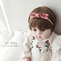 Female baby hair accessories Vintage Embroidered bow baby hair band headwear 0-1 year old princess baby fontanelle floral headdress