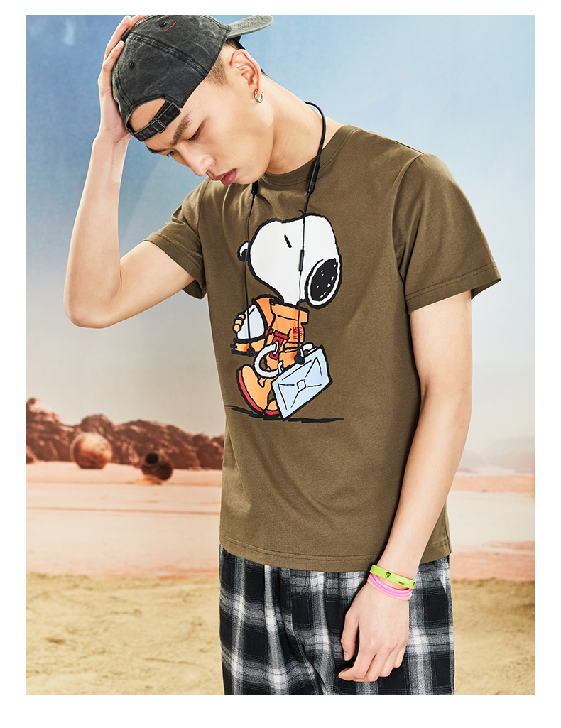 [SNOOPY Snoopy tên chung] Anta nam tay ngắn 2019 hè mới xu hướng cotton thông thường áo thun học sinh - Áo phông thể thao áo thun thể thao nam
