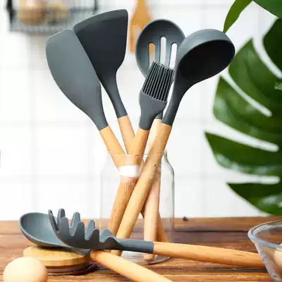 Japanese-style non-stick pot silicone shovel High temperature resistant cooking shovel Non-stick pot special spatula spoon household kitchenware set
