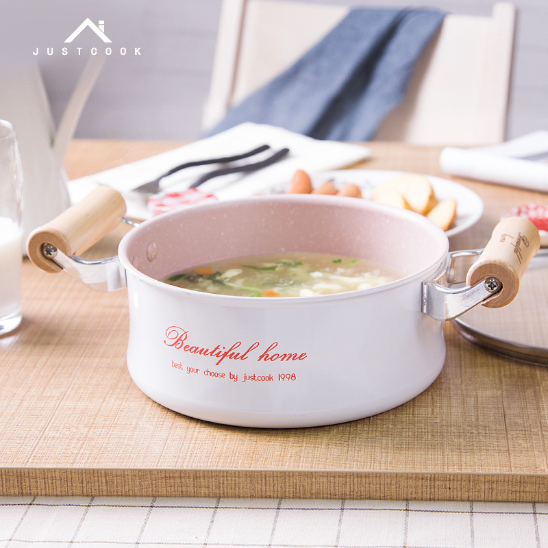 Jiashi Kitchen 16cm Double Handle Small Soup Pot Non-stick Pot Small Milk Pot Hot Milk Pot Baby Non-staple Food Pot Induction Cooker Universal