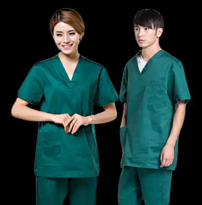 Embroidered men's and women's hand-washing clothes surgical clothes short-sleeved isolation clothes brush hand-wearing surgical clothes plastic semi-permanent training clothes