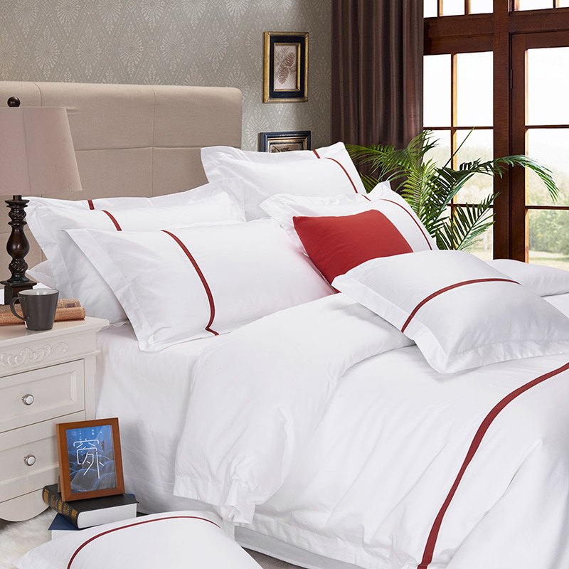 Five Star Level Guest House Hotel Bed Bedding Four Pieces Of Pure White 80 Gung Satin Cotton Quilt Cover Bed Linen