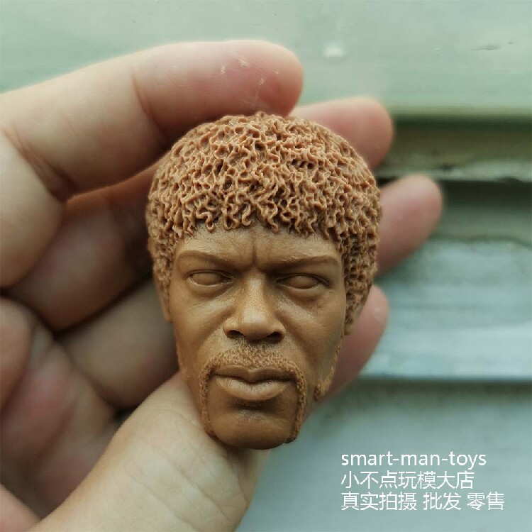 1 6 head sculpture Jules white mold Pulp fiction Bearded black head is a little bigger Soldier accessories