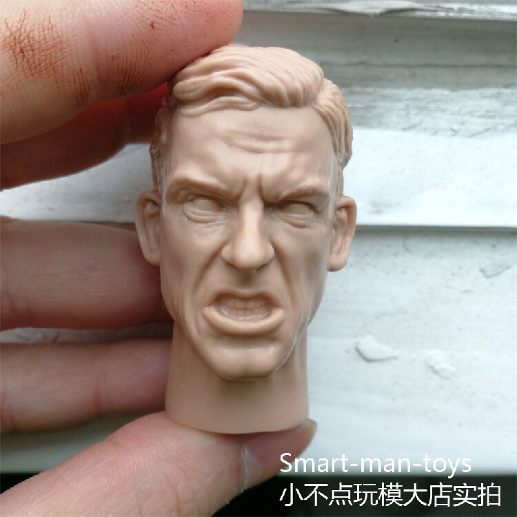 1 6 White Model Military Expression Male Head Eagle Scream Blame Constipation Face World War II Officer Theme Soldier Accessories