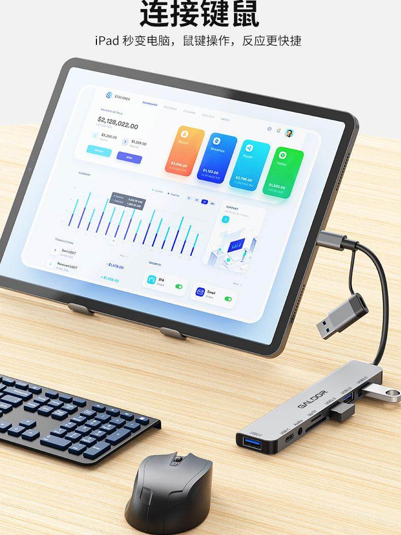 Gao Duo Dual-Head Docking Station Hub Card Reader Typec Mobile Phone Laptop Tablet USB Multi-Interface 3.5mm