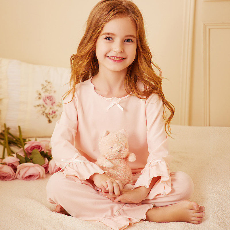RoseTree girl's pajamas spring and autumn long sleeve cotton children suit cute girl baby's home clothes big child