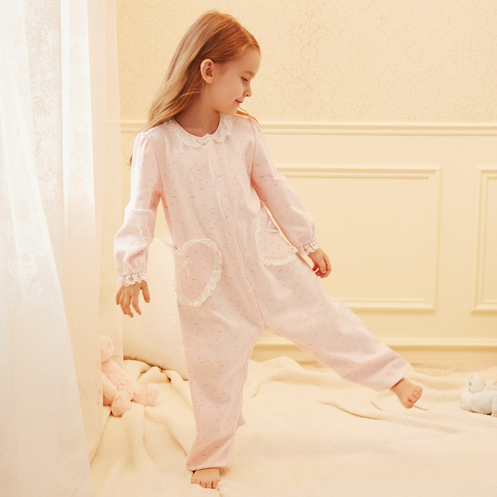 RoseTree children conjoined pyjamas spring autumn pure cotton long sleeve girl princess baby anti-kick anti-cool family clothes-Taobao